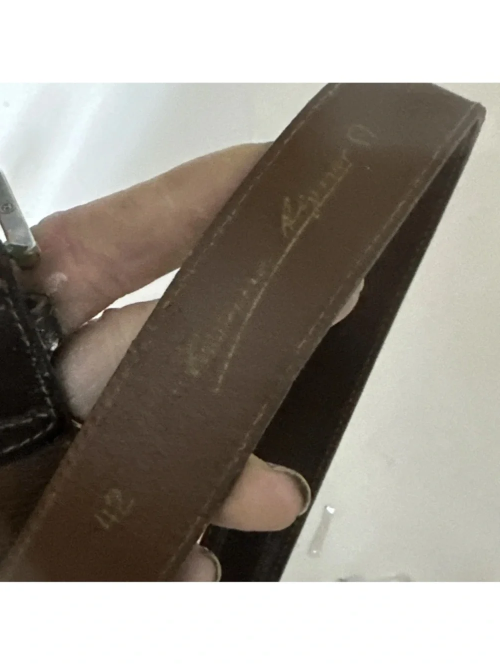 Etienne Aigner HAND MADE Leather Belt  42 Logo Buckle  Brown Vintage